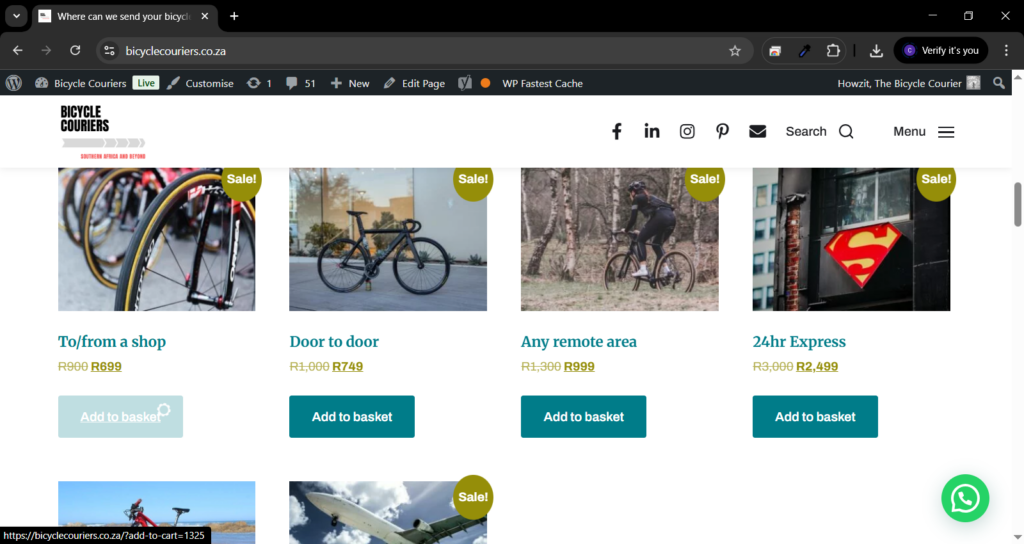 Start to book bicycle transport online with #bicyclecouriers and Pick your product - either send to or from a bike shop, door to door, overnight in 24hrs etc etc