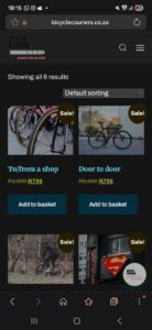 Bicycle couriers website landing page show different rates for main centre vs outlying area boxed bicycle deliveries