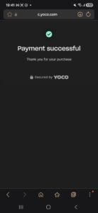 Success - bicycle transport payment to bicycle couriers via the yoco online card payment link, all done. And now we can collect that bicycle.