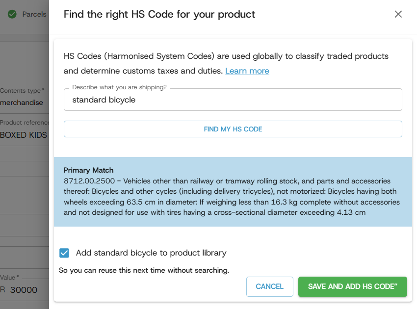 Part 4 for booking international bicycle travel – HS code